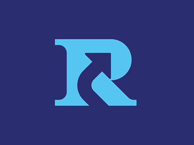 R + Arrow abstract brand clean golden ratio grid lettermark logo mark modern