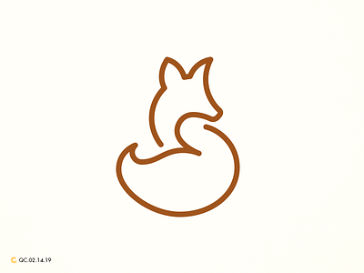 Elegant Sitting Fox Line Art abstract brand branding clean fox golden ratio grid line art logo mark modern monogram