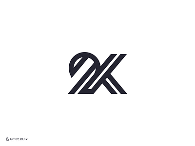 2K Monogram Logo brand branding clean golden ratio logo mark modern monogram