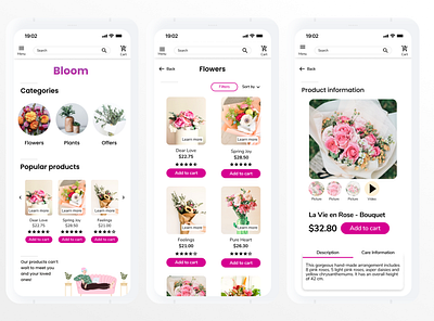 Bloom App app design florist flowers ui ux
