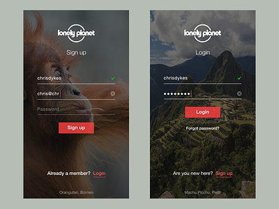 Daily UI 001 - Sign up 001 app clean daily ui dailyui dailyui 001 login lonely planet minimal nature sign up travel