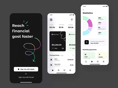 Finance app UI Design For Spain Client graphic design