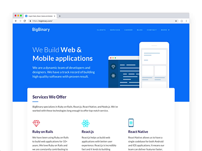 BigBinary homepage design bigbinary design ui ux ux design website website design