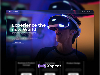 Xspecs - VR Headset E- commerce Website brand identity branding e commerce future glass effect gradient graphic design illustration landing page logo montserrat solid technology ui virtual reality web design website