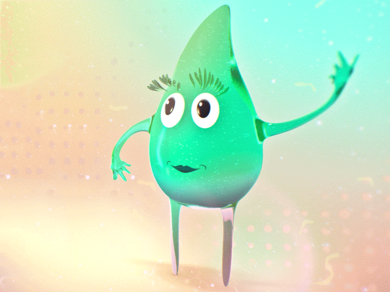 Mrs. Water Drop c4d character drop water wiggle