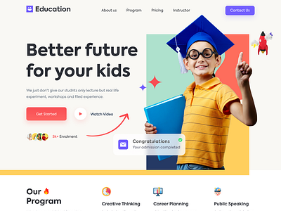 Kids Education Platform Landing Page by Shadhin Ahmed on Dribbble