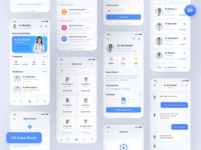 Medicare - Doctor Appointment App | UX Case Study app design appointment case study design doctor doctor app healthapp healthcare hospital interection medical medical app minimal mobile app online counselling product design ui uiux