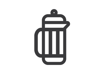 French Press coffee icon illustration logo material design simple