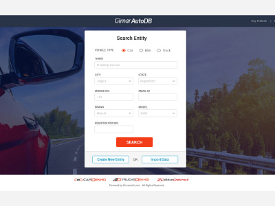 Girnar Auto DB design ui ux web website