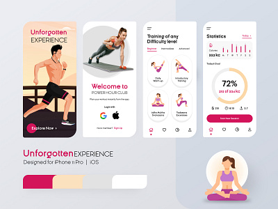 Unforgotten Experience Fitness App UI Kit design illustration ui ux web website