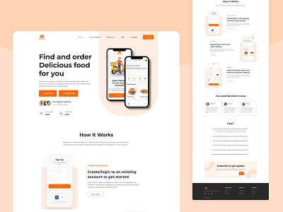 Food delivery service app landing page