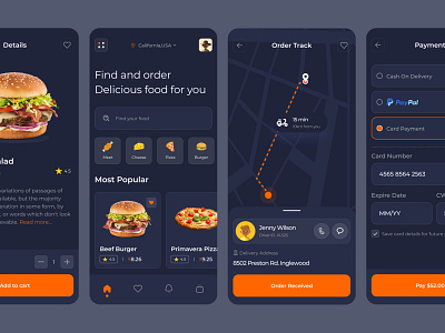 Food Delivery Service App - Dark Mood