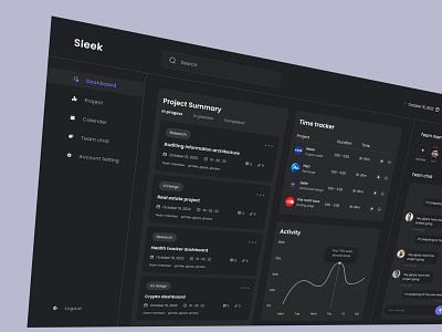 Project Management Dashboard - Dark Mood