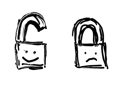 Un/Happy, Un/Locked comic design icon illustration sketch