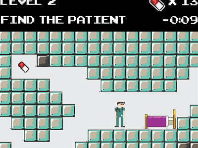Patient & Pill 1980s 8 bit 80s illustration medical pixel video game videogame vintage