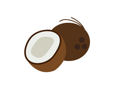 Coconut app flat food fruit icon illustration tropical vector
