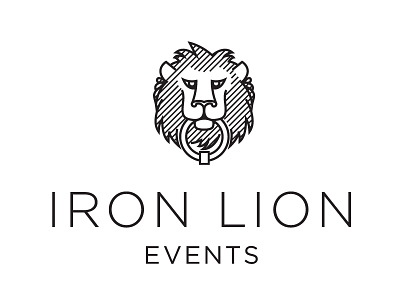 Iron Lion Events black and white branding gotham hatch identity lion logo monochromatic