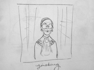 Ruth Bader Ginsburg drawing illustration pencil sketch