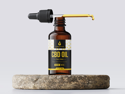 Creative CBD Oil Label Design 3D Mockup