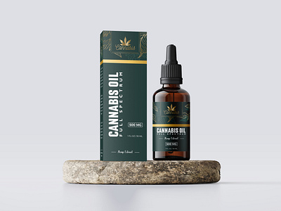 "CANNABIS OIL" CBD Oil Label & Box Packaging Design bottle bottle label box design cannabis cbd design dropper bottle graphic design hemp label label design packaging product label