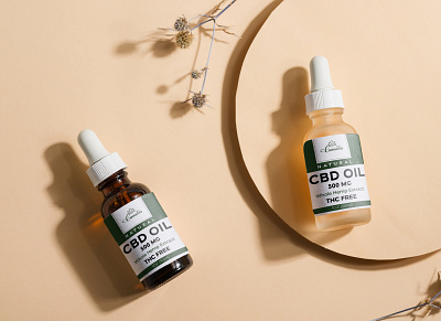 Natural CBD Oil bottle label cbd cbd oil design dropper bottle hemp hemp oil illustration label label design logo packaging product label