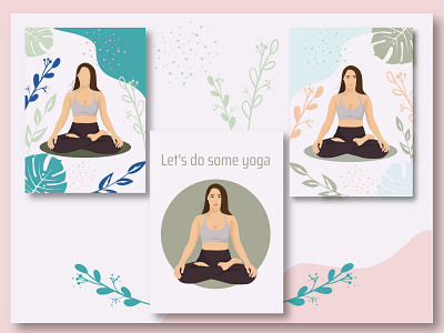Poster for a yoga center in the style of FaceLess design faseless graphic design illustration poster vector yoga