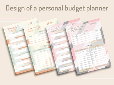 Design of a personal budget planner budget design graphic design illustration planner vector