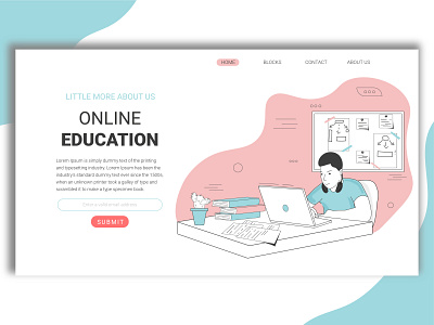 Illustration for a landing page online education.