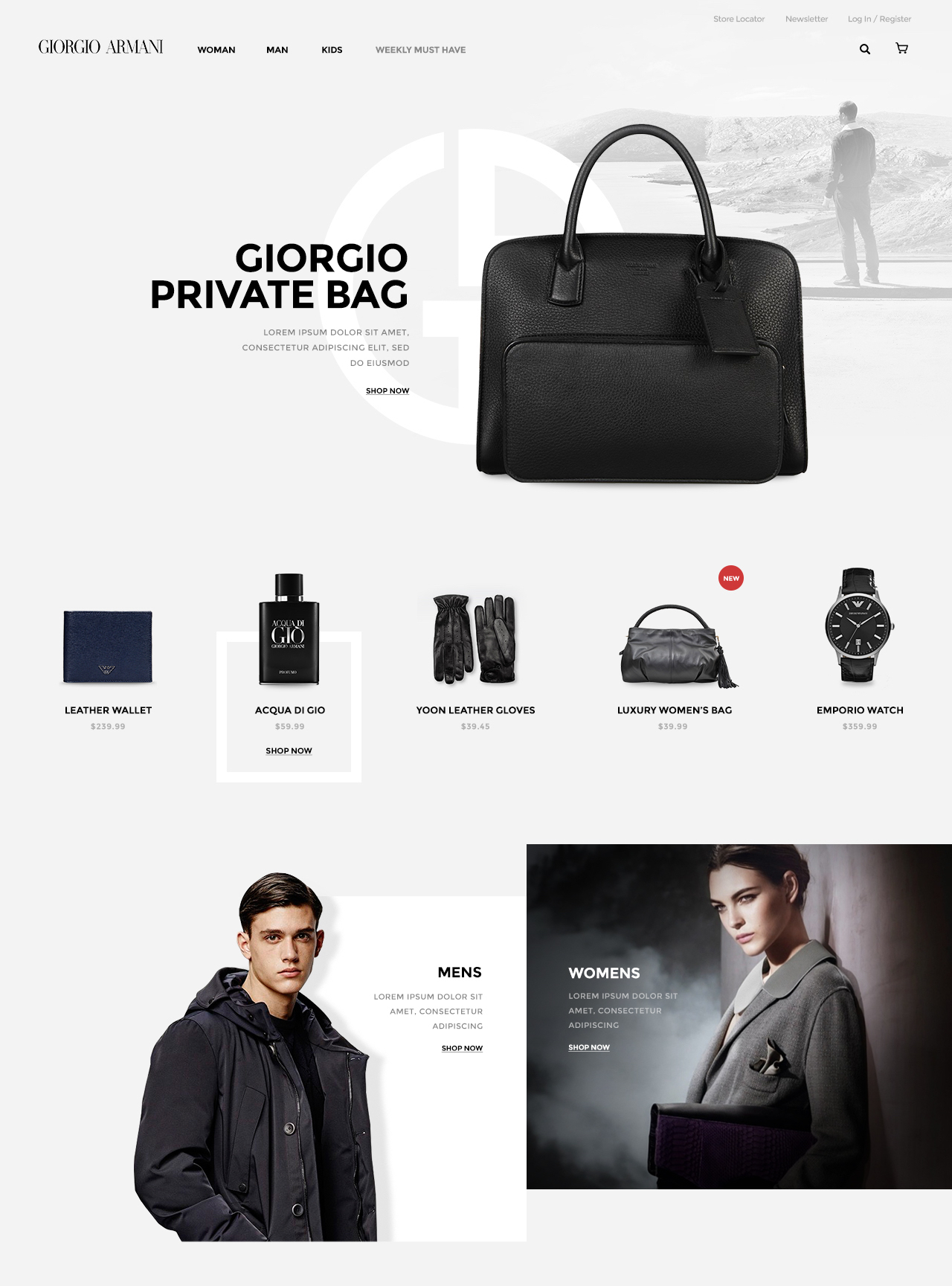 Giorgio Armani Website Minimal Concept by Jae Yoon on Dribbble