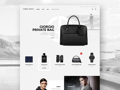Giorgio Armani Website Minimal Concept beautiful black and white clean concept design giorgio armani luxury minimal
