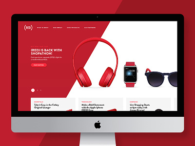 (RED) Homepage Redesign diagonal headphones home iwatch page products red redesign site slant sunglasses web
