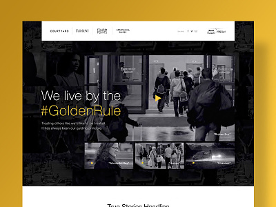 Marriott #GoldenRule Microsite Design gold grid hotel landing page marriott microsite mosaic player single page video