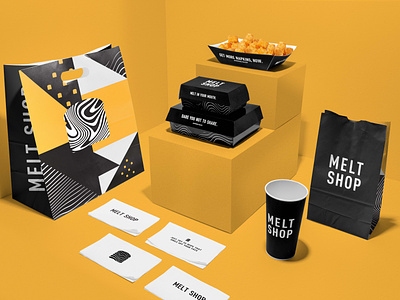 Melt Shop Packaging Suite brand identity branding cheese fast casual geometric packaging
