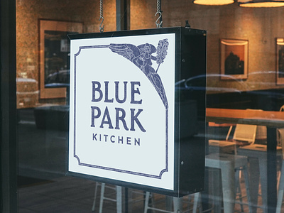 Blue Park Kitchen Exterior a frame brand identity branding fast casual food branding lightbox logo nyc restaurant restaurant branding signage store hours