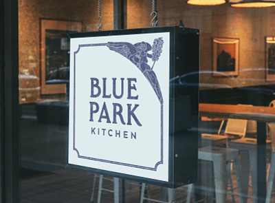 Blue Park Kitchen Exterior a frame brand identity branding fast casual food branding lightbox logo nyc restaurant restaurant branding signage store hours