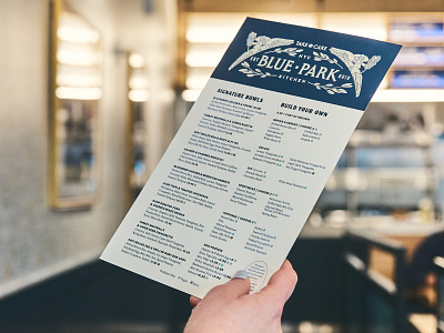 Blue Park Kitchen Menu brand identity branding distressed fast casual logo menu menu design nyc nyc restaurant