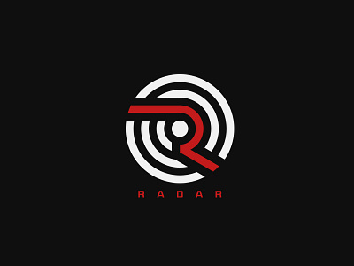 Radar branding circle design graphic logo r red white