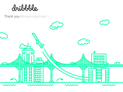 My first shot on dribbble! building debut design designer dribbble fun illustration landspace plane