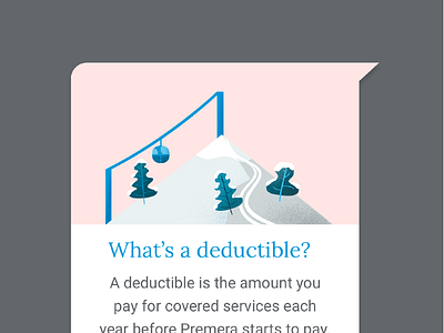 What's a deductible? charts deductible illustration informational modal mountain question ski trees winter