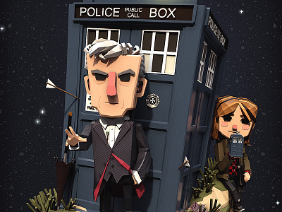 Clara and the Doctor 12th doctor 3d animation clara doctorwho drwho fanart lowpoly twelve doctor