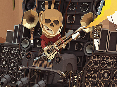 Mad Max Doof Warrior ; The guitar guy 3d illustration doof fanart furyroad immortan joe lowpoly mad max car madmax