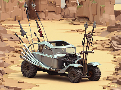 Mad Max Nux Car Close Up 3d illustration fanart furyroad lowpoly madmax nux car