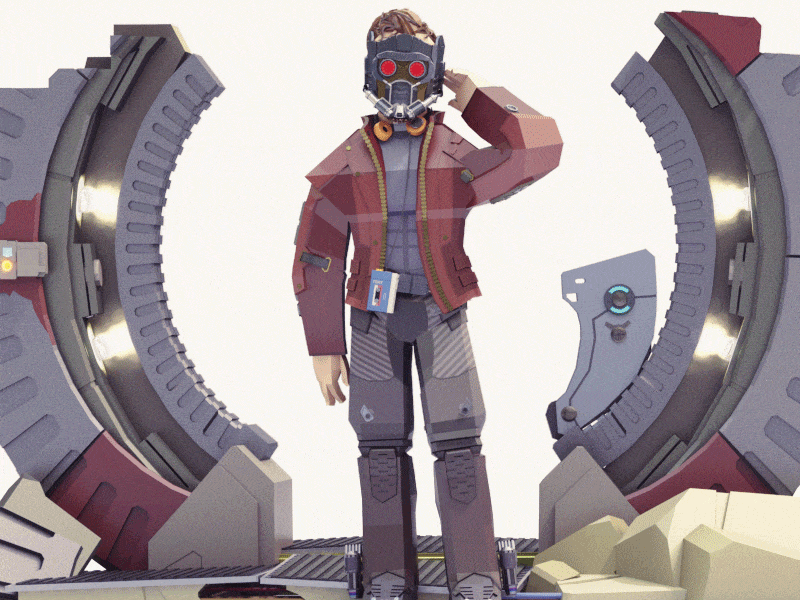 Guardians of the galaxy Starlord 3d gotg lowpoly motion starlord