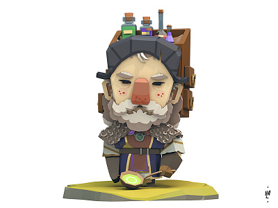 Potion Seller 3d fantasy lowpoly potion wizard