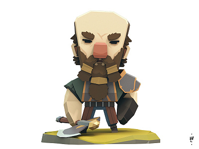 Strong Knight 3d character fantasy illustration lowpoly