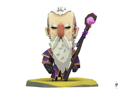 Wizard 3d character fantasy illustration lowpoly