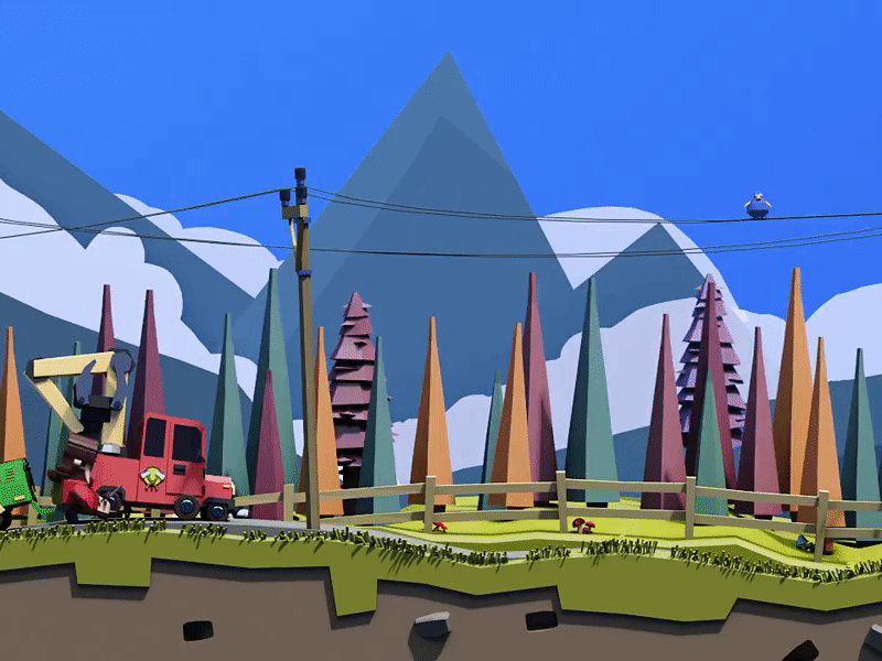 Flat 3d animation motion graphic car 3d illustration lowpoly 3d