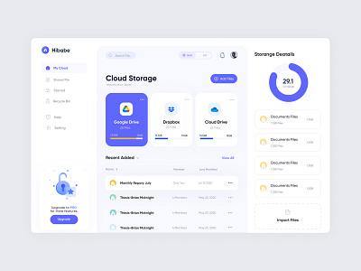 Cloud Storage Files Management design productdesign ui ux web