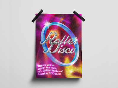 Roller Disco Poster 3d 80s abstract disco illustration neon poster retro