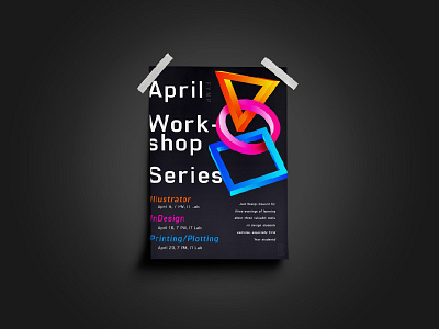 april workshop series poster design 3d abstract geometric illustration neon poster shapes